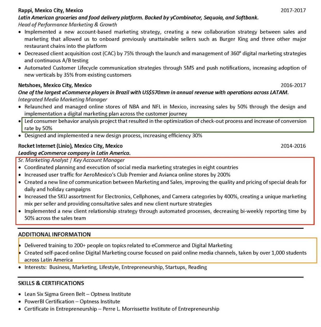 Marked-up okay product marketing resume